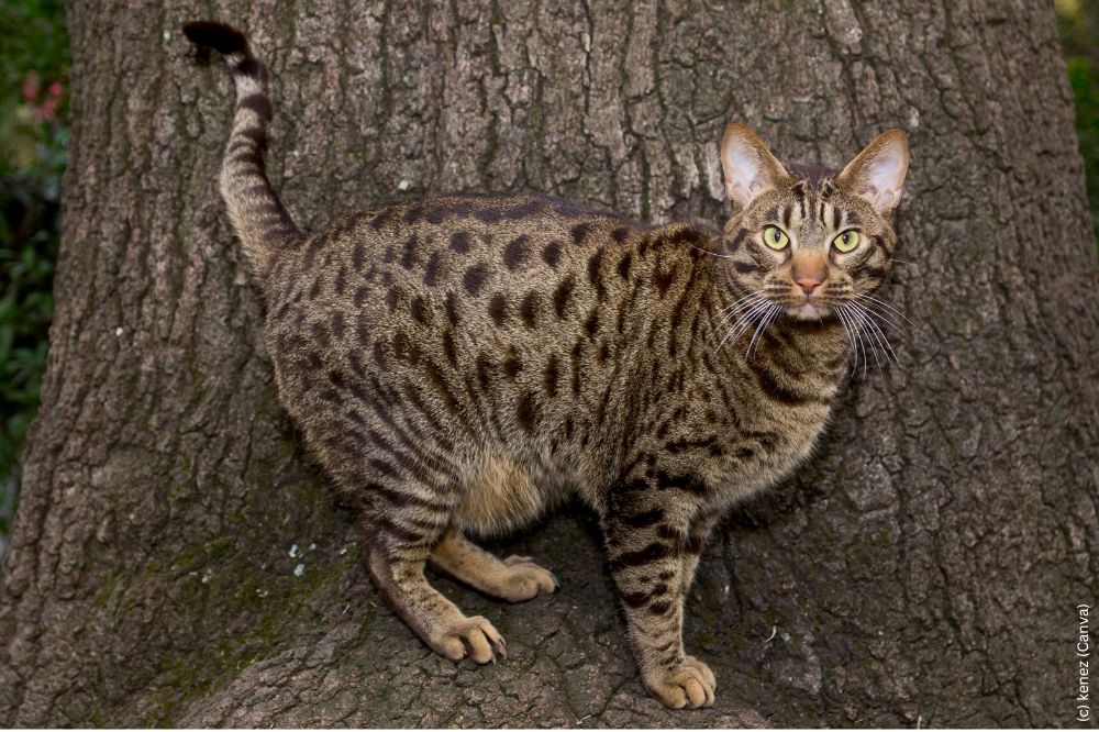 Ocicat Katze vor einem Baum (c) kenez (Canva)